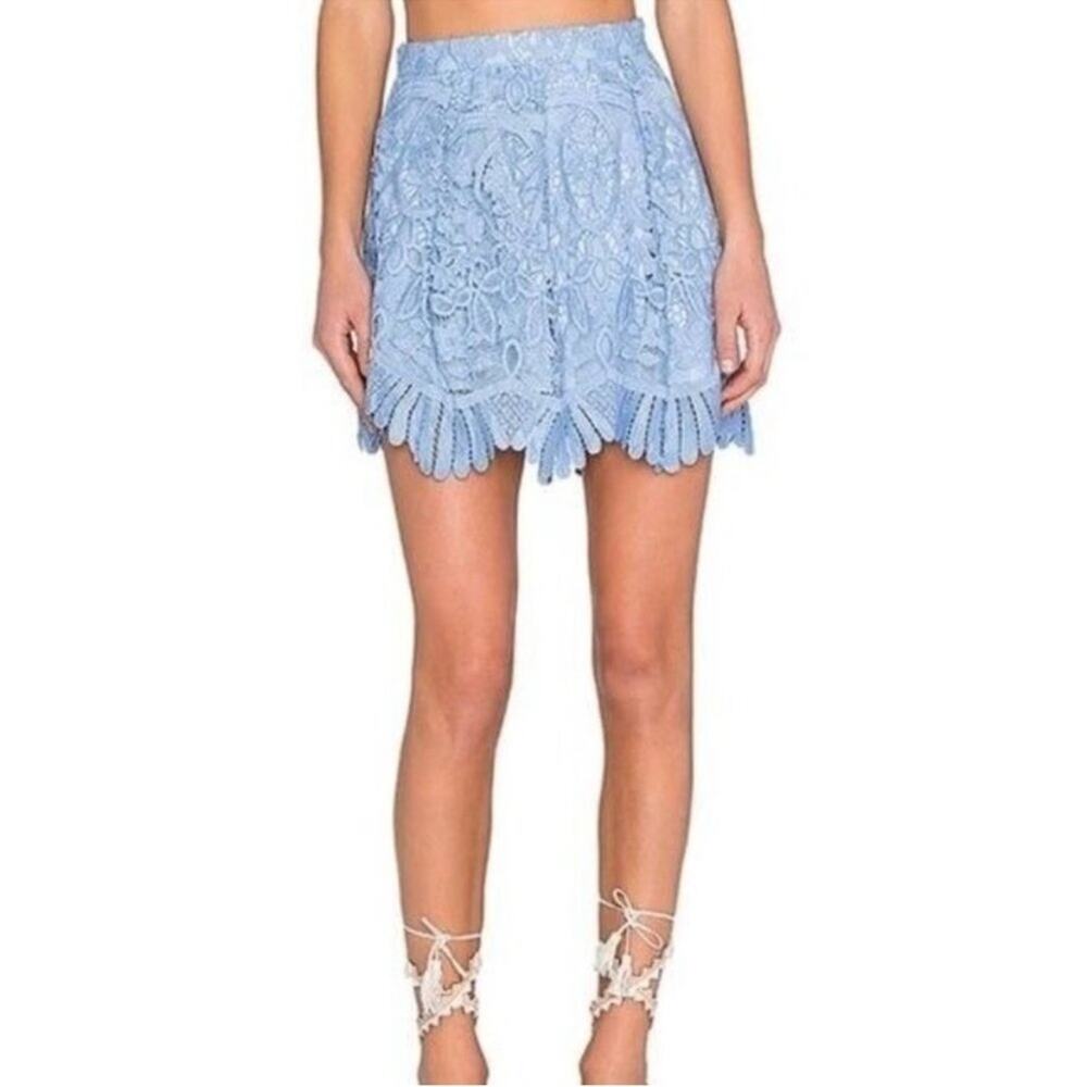 Lovers & Friends Mai Tai Scalloped Lace Trim Mini Skirt Crystal blue medium